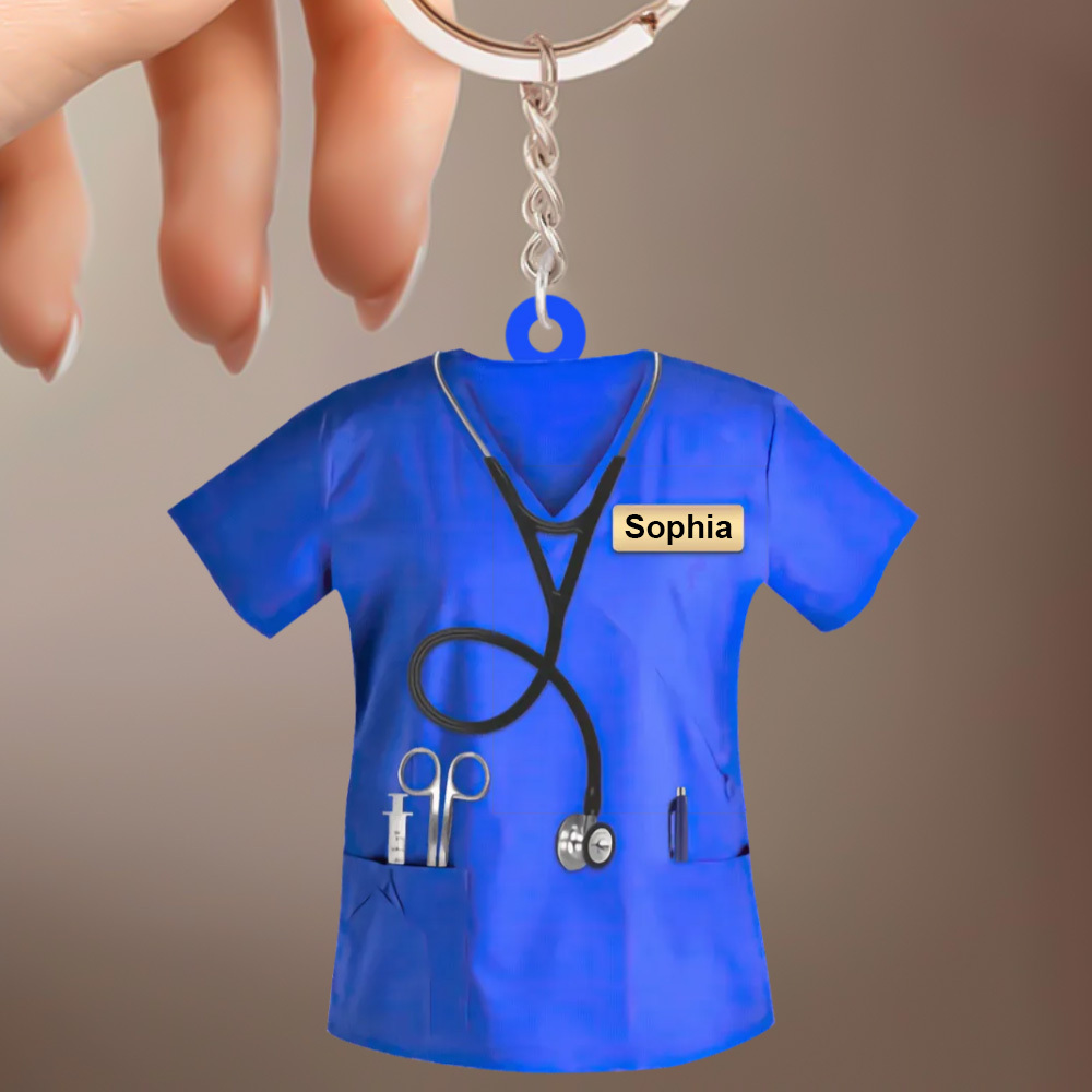 Custom Nurse Uniform Keychain Acrylic Keychain With Text Unique Gift For Nurse - soufeelau