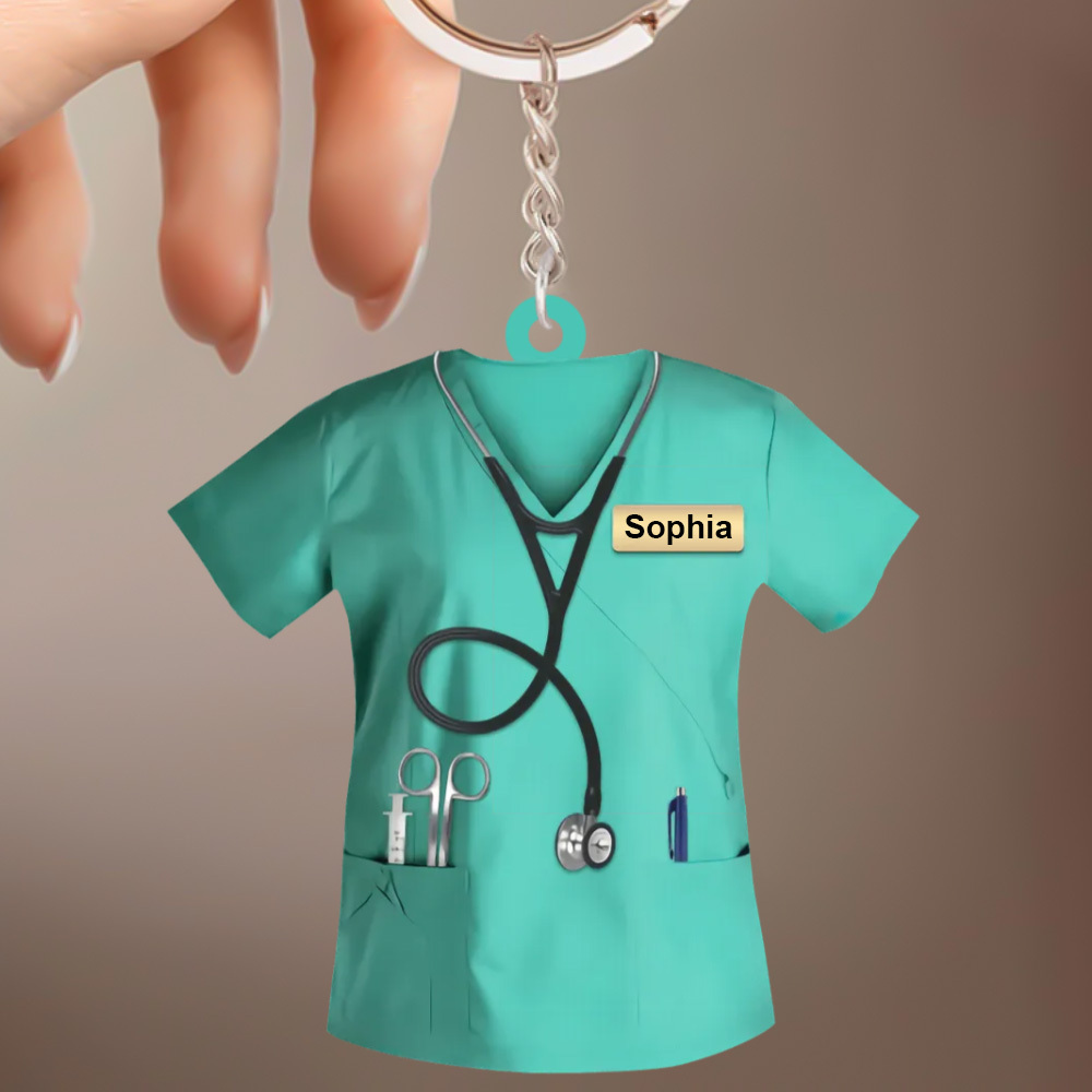 Custom Nurse Uniform Keychain Acrylic Keychain With Text Unique Gift For Nurse - soufeelau