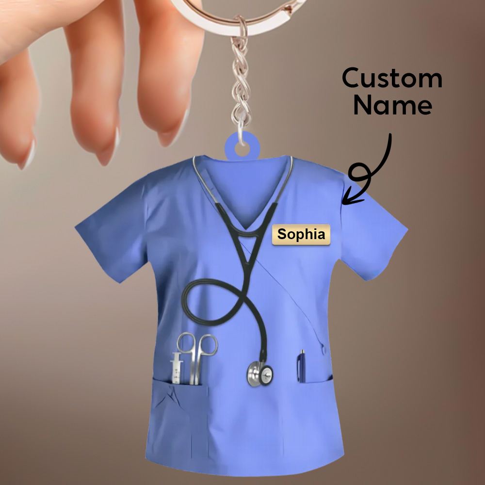 Custom Nurse Uniform Keychain Acrylic Keychain With Text Unique Gift For Nurse - soufeelau