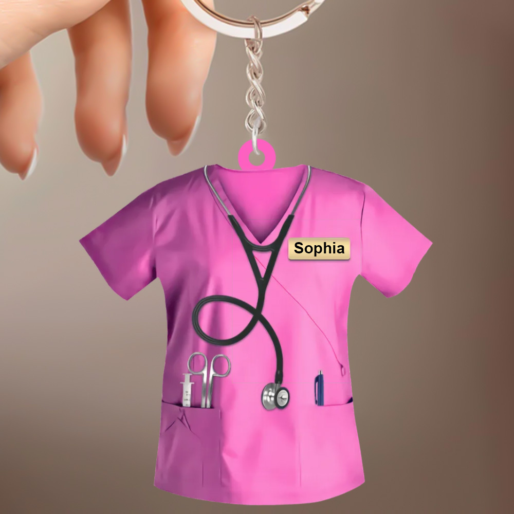 Custom Nurse Uniform Keychain Acrylic Keychain With Text Unique Gift For Nurse - soufeelau