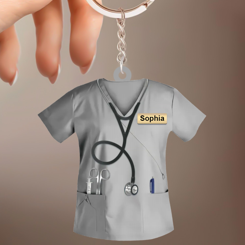 Custom Nurse Uniform Keychain Acrylic Keychain With Text Unique Gift For Nurse - soufeelau