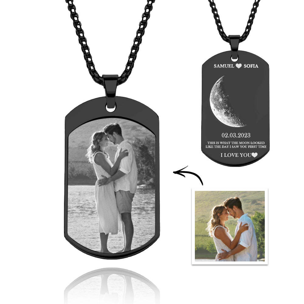 Custom Moon Phase Necklace Stylish Personalized Photo Pendant Valentine's Day Gift - soufeelau