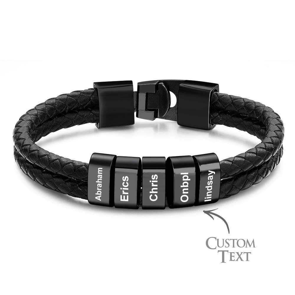 Custom Name Bracelet Braided Leather Personalized Gifts for Dad - soufeelau