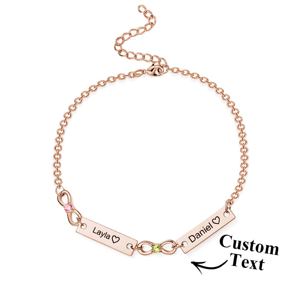Custom Infinity Symbol Name Bracelet Personalized Stainless Steel Birthstone Bracelet for Family - soufeelau