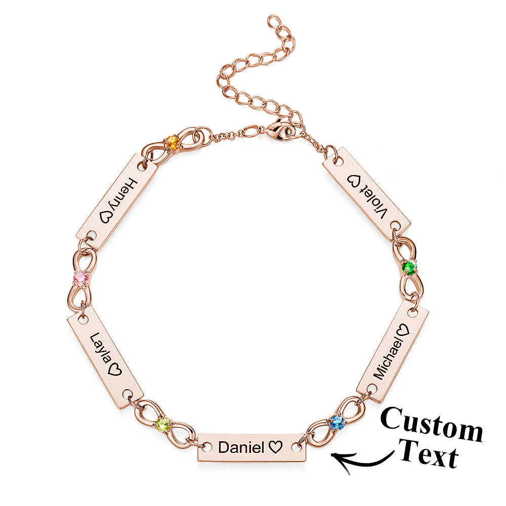 Custom Infinity Symbol Name Bracelet Personalized Stainless Steel Birthstone Bracelet for Family - soufeelau