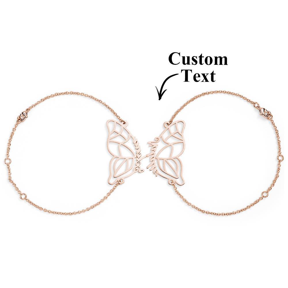 Custom Name Two Butterfly Bracelets Romantic Couple Gift - soufeelau