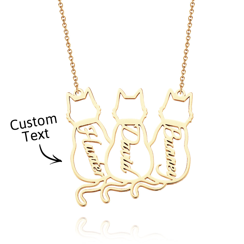 Custom Cat Necklace with Personalized Name Custom Pet Jewelry Cat Jewelry Gifts For Cat Lovers Memorials Gift - soufeelau