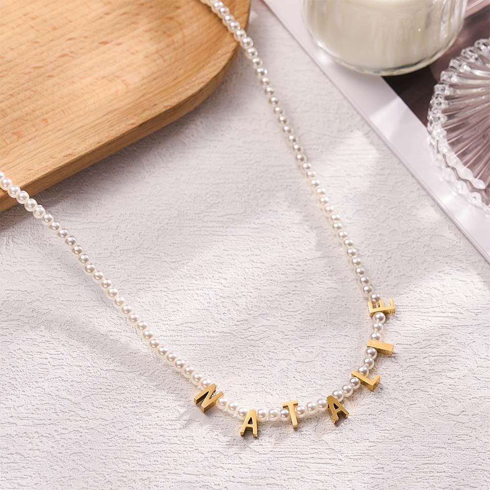 Personalized Pearl Necklace Custom Name Necklace Gift For Her - soufeelau