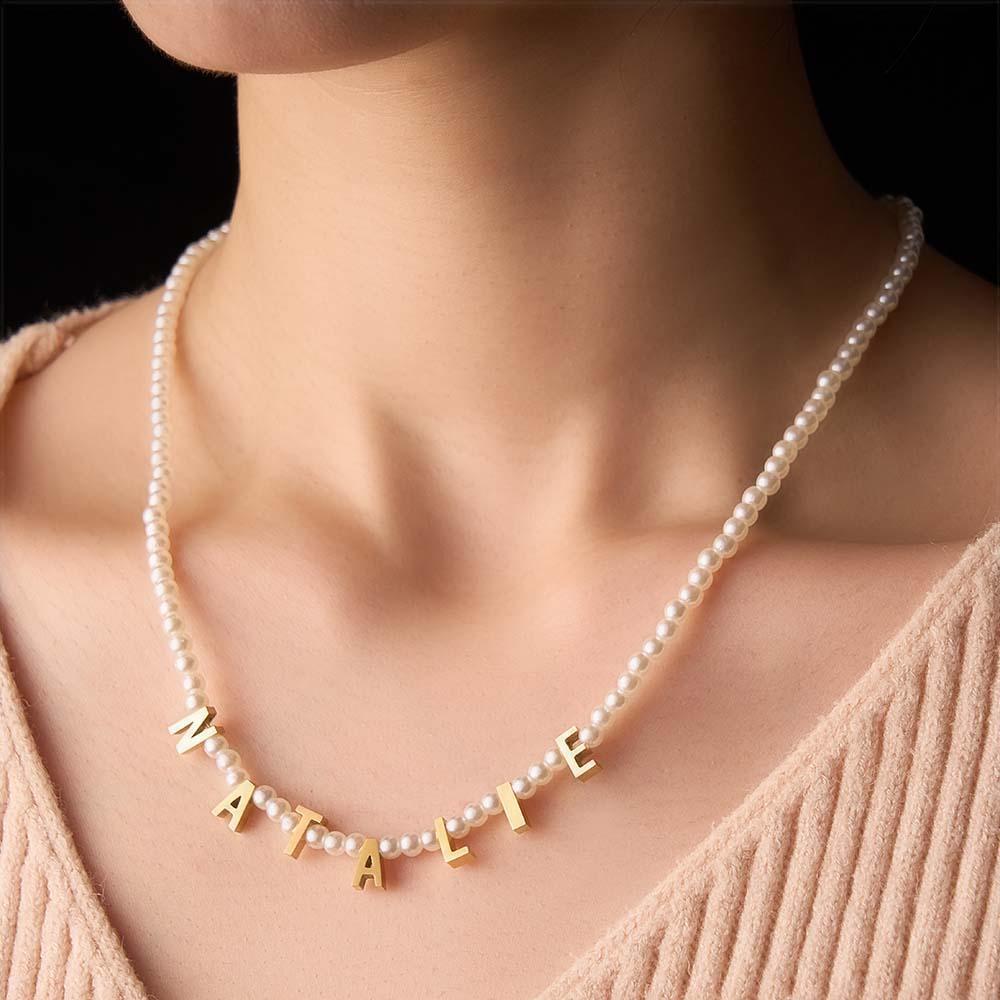 Personalized Pearl Necklace Custom Name Necklace Gift For Her - soufeelau