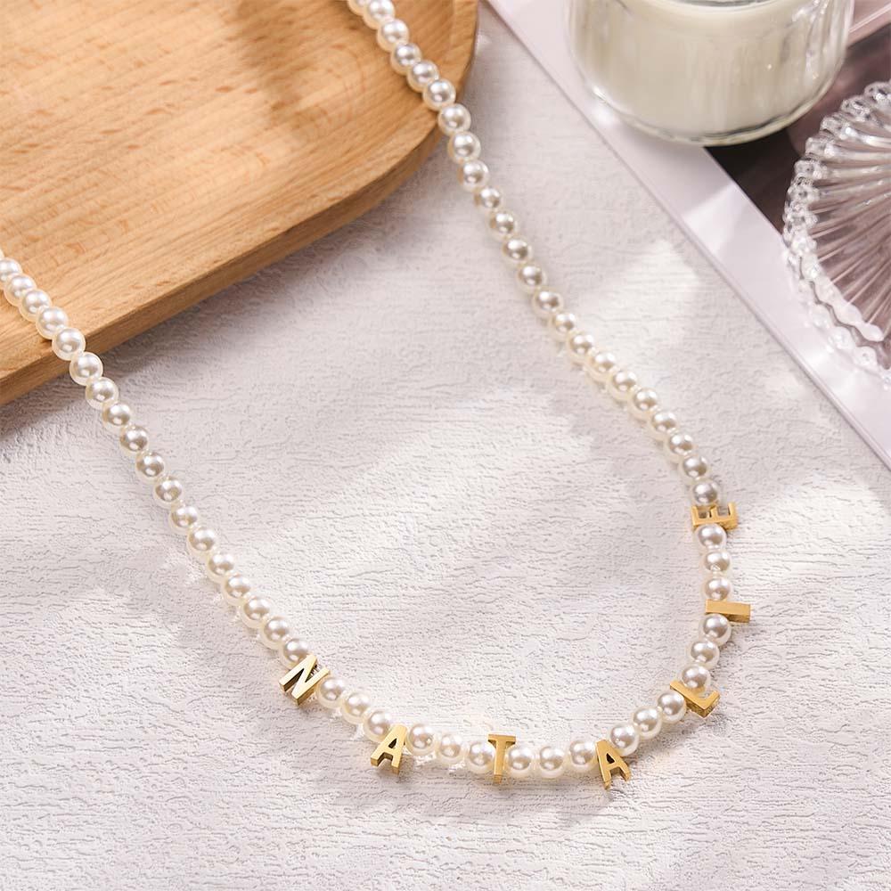 Personalized Pearl Necklace Custom Name Necklace Gift For Her - soufeelau