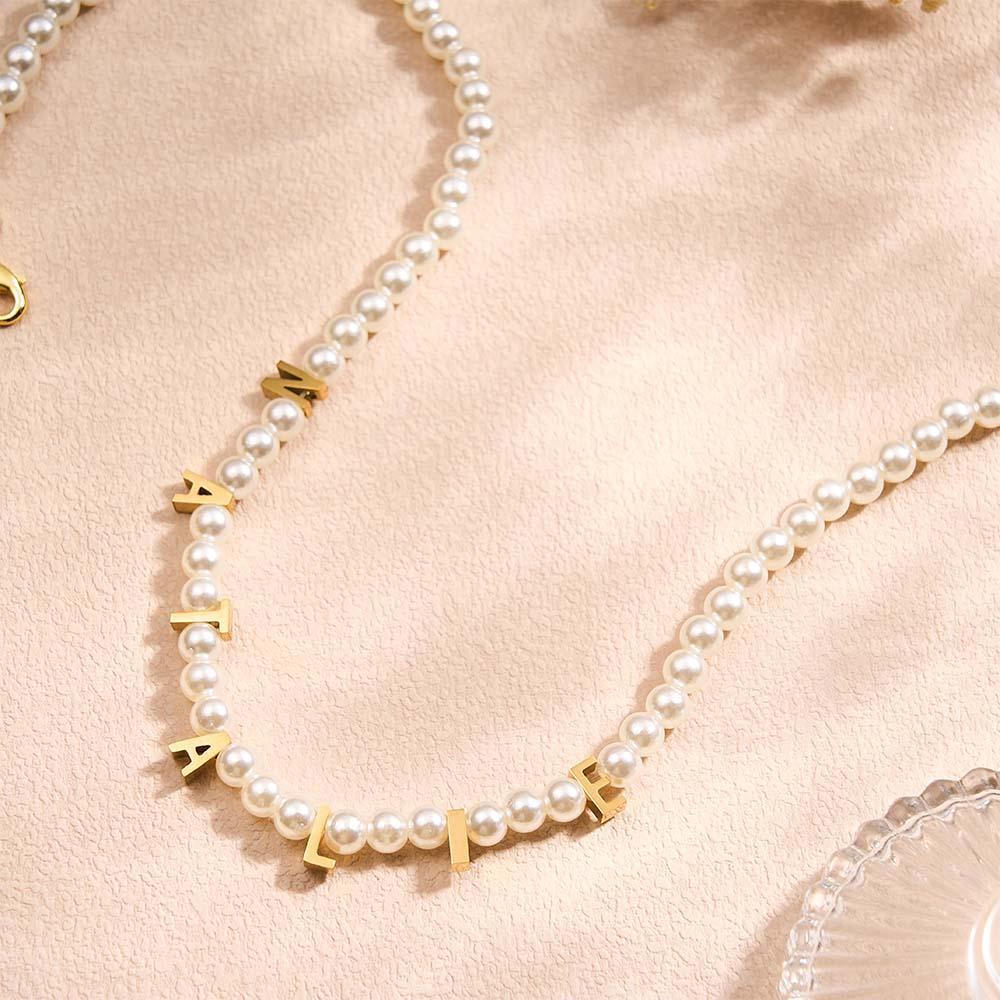 Personalized Pearl Necklace Custom Name Necklace Gift For Her - soufeelau