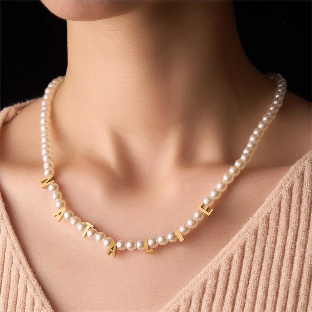 Personalized Pearl Necklace Custom Name Necklace Gift For Her - soufeelau