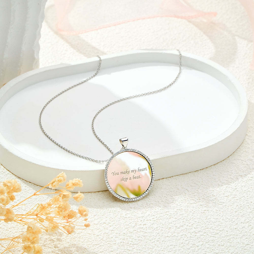 Engravable Mirror Necklace Elegant Ziron Pendant Jewelry Gifts For Women - soufeelau