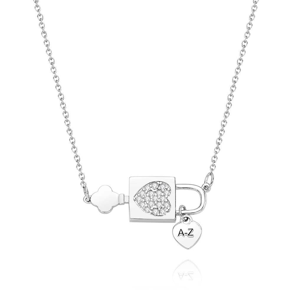 Custom Engraved Necklace Initial Necklace Alphabet Heart Lock Pendant Necklace for Women Gift for Her - soufeelau