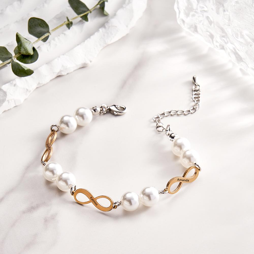 Custom Engraved Bracelet Infinity Love Pearl Romantic Gift - soufeelau