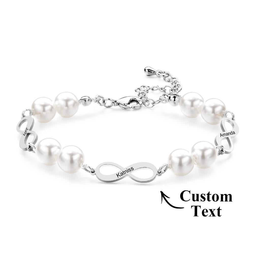 Custom Engraved Bracelet Infinity Love Pearl Romantic Gift - soufeelau