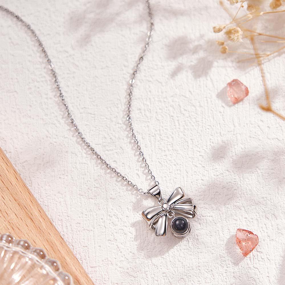Custom Projection Necklace Sweet Bow Girl Gift - soufeelau