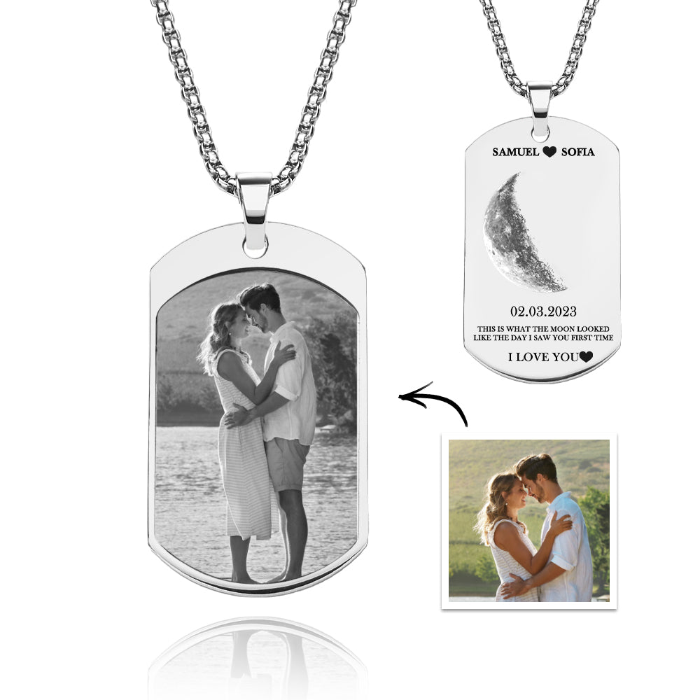 Custom Moon Phase Necklace Stylish Personalized Photo Pendant Valentine's Day Gift - soufeelau