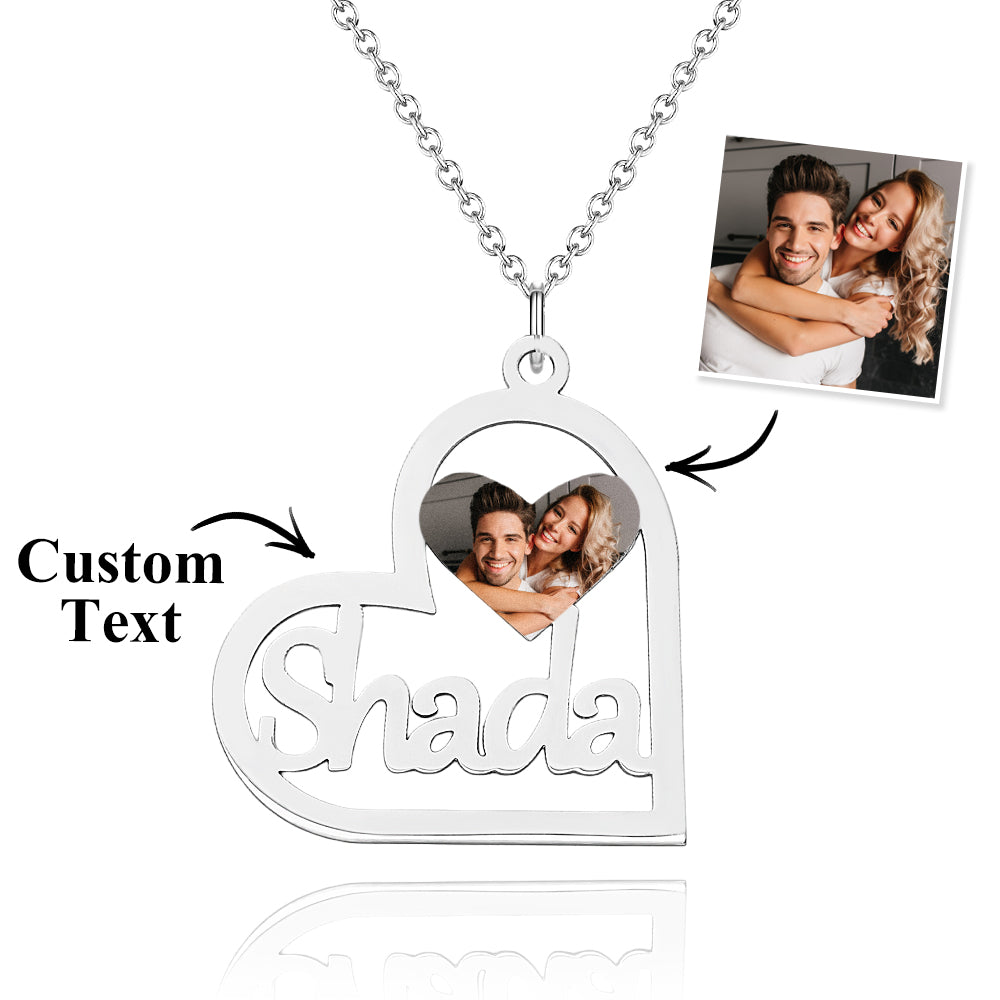 Personalized Heart-shaped Name Photo Necklace - soufeelau
