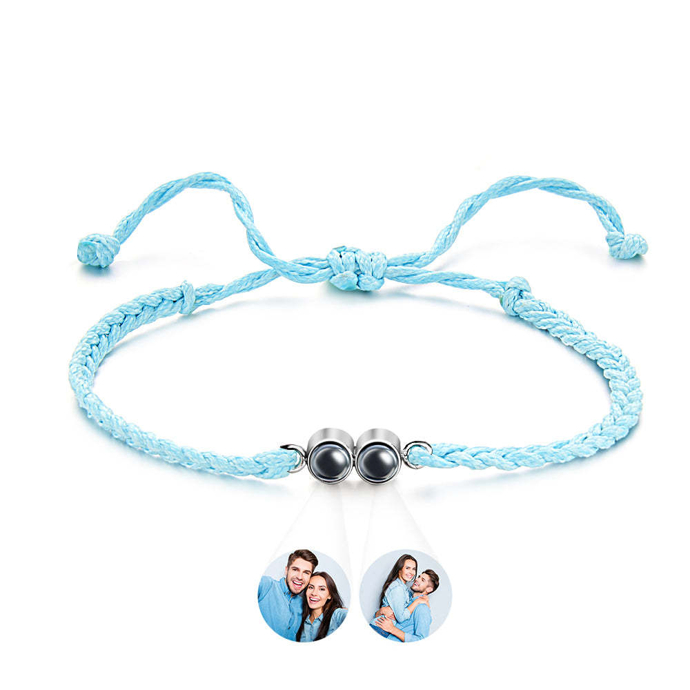 Personalized Projected Picture Bracelet Multicolor Braided Rope Customized Two Photos Bracelet Simple Gift - soufeelau