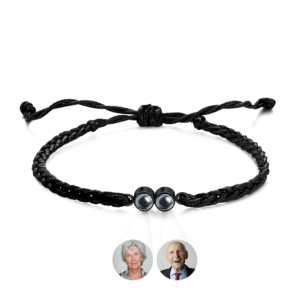 Personalized 2 Photos Projected Bracelet Multicolor Braided Rope Customized Bracelet Simple Memorial Gifts for Parents - soufeelau