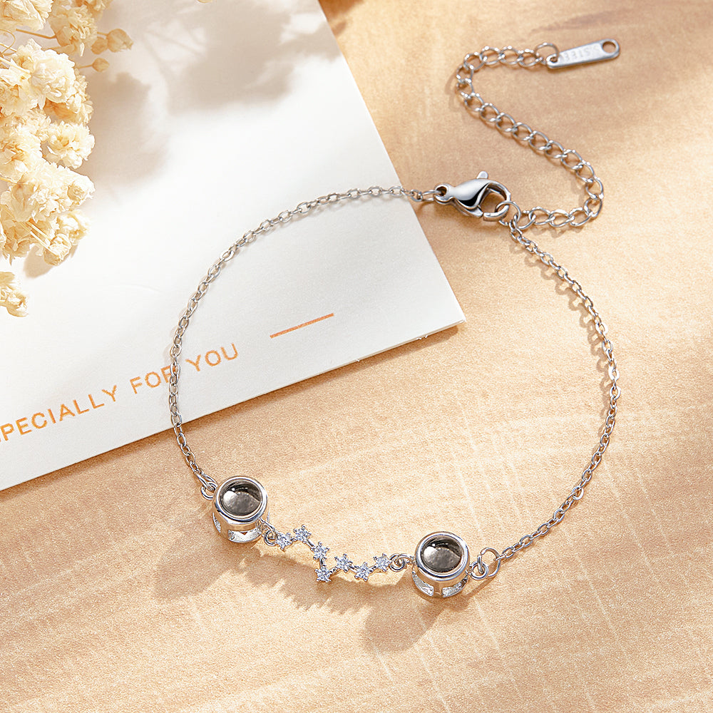 Personalized Double Projection Photo Bracelet Accompanied by Diamonds - soufeelau