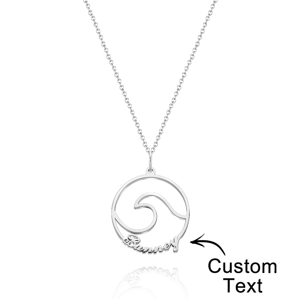 Custom Name Ocean Wave Name Necklace Personalized Necklace Gift for Her - soufeelau