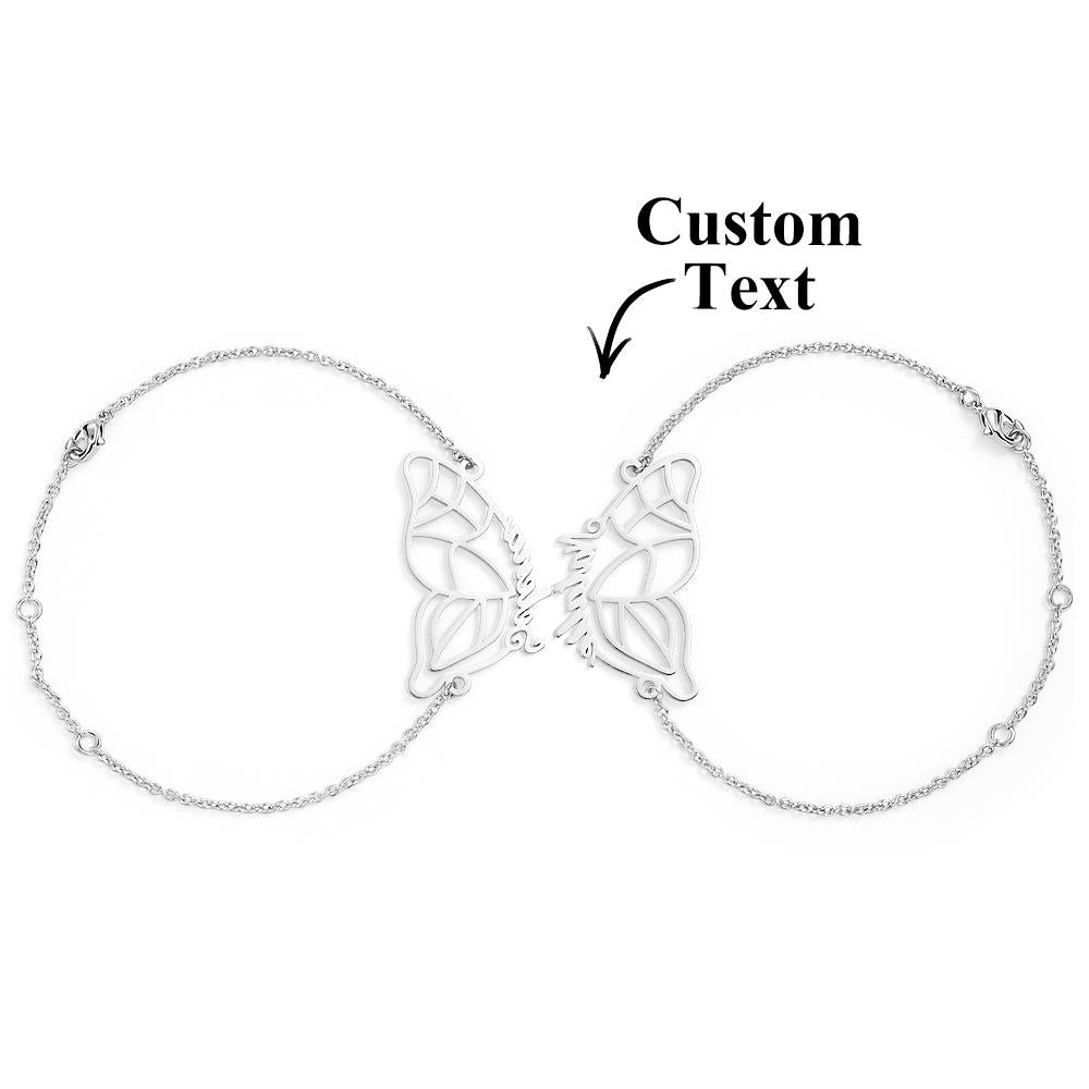 Custom Name Two Butterfly Bracelets Romantic Couple Gift - soufeelau