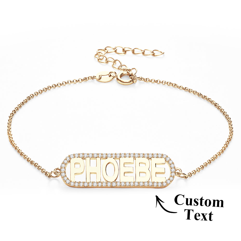 Custom Zircon Bar Name Bracelet Personalized Bracelet Gift for Her - soufeelau