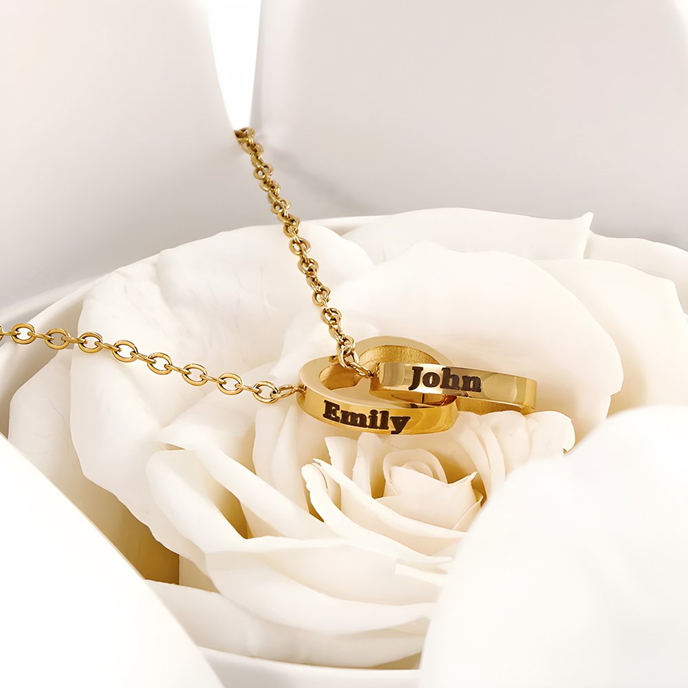 Engraved Heart Necklace with Real Rose Bear Giftbox Rose Shaped Necklace Gift Box Jewellery Gift Box - soufeelau
