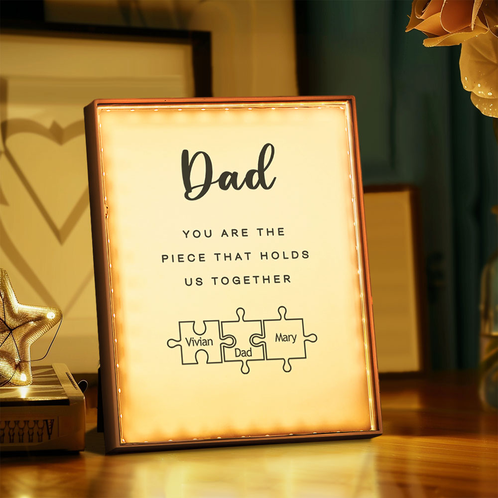 Personalized Name Mirror Light Custom Dad You Are The Piece That Holds Us Together Night Light for Dad - soufeelau