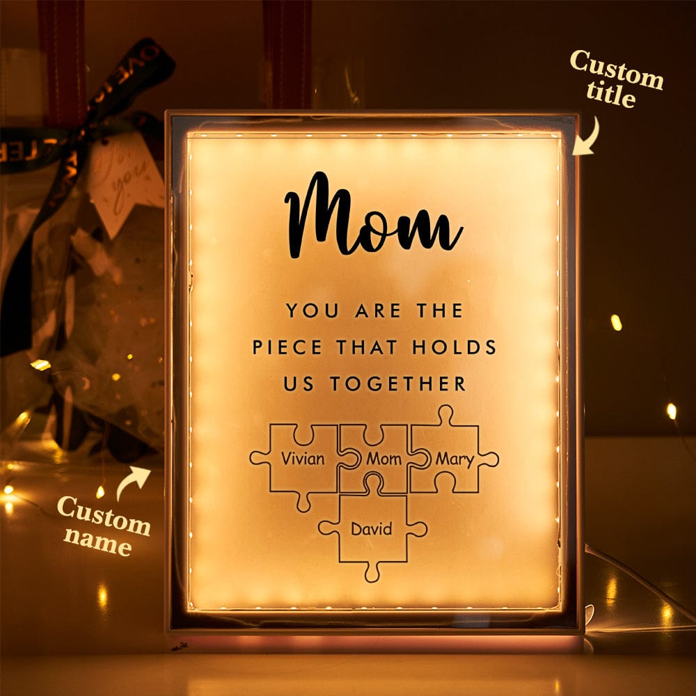 Personalized Name Mirror Light Custom Mama You Are The Piece That Holds Us Together Night Light for Mama - soufeelau