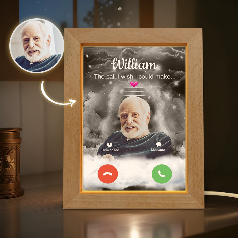 Personalized Frame Nignt Light The Call I Wish I Could Take Memorial Sympathy Gift Remembrance Custom Photo Nignt Light - soufeelau