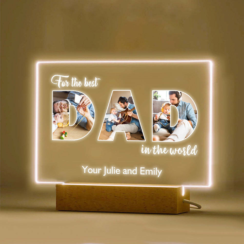 Custom Father's Day Night Light Personalized Photo Acrylic Lamp Gifts for Dad - soufeelau
