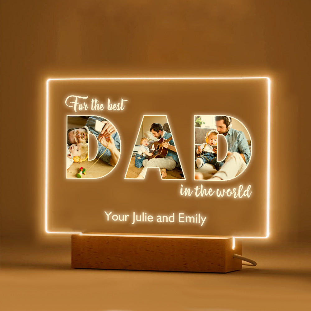 Custom Father's Day Night Light Personalized Photo Acrylic Lamp Gifts for Dad - soufeelau