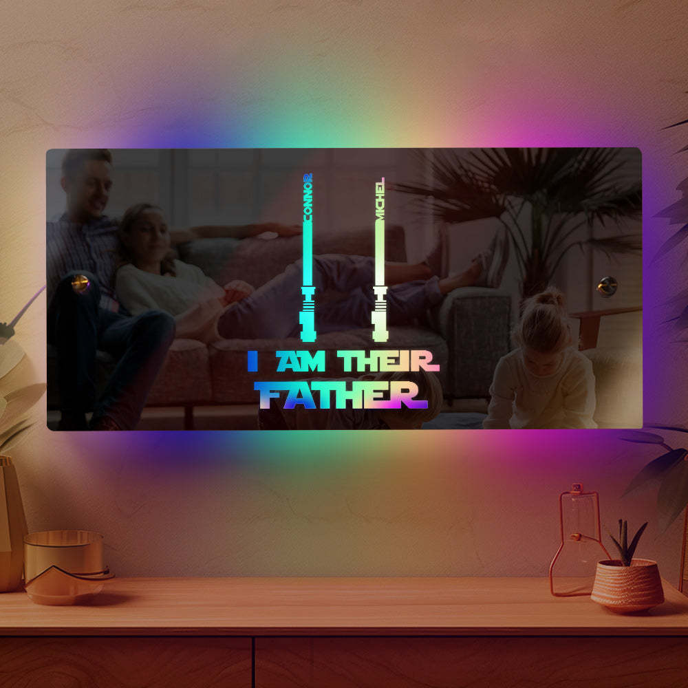 Personalized I Am Their Father Mirror Light Custom Name Light Up Mirror Father's Day Gifts - soufeelau