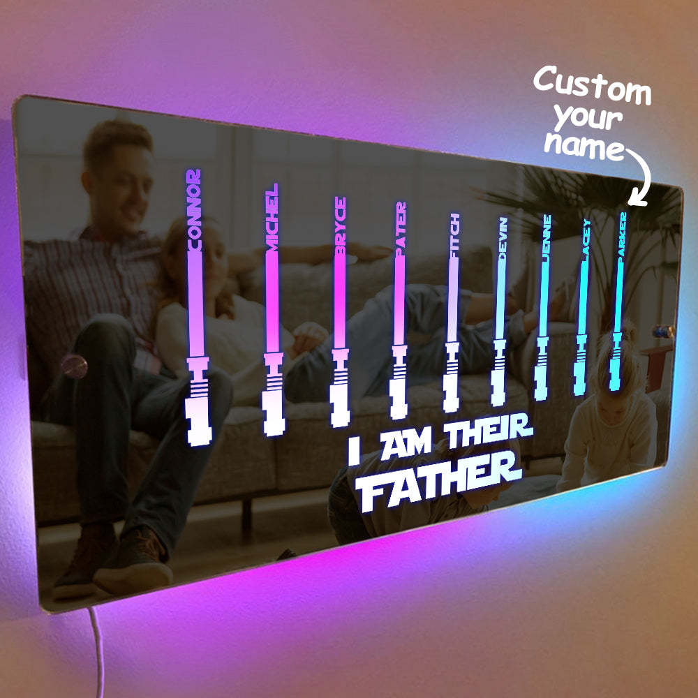 Personalized I Am Their Father Mirror Light Custom Name Light Up Mirror Father's Day Gifts - soufeelau