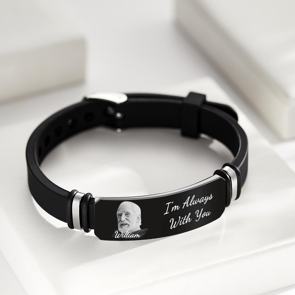 Custom Photo Memorial Bracelet Engraved Men's Bracelet Commemorate Photo Memory Gifts - soufeelau