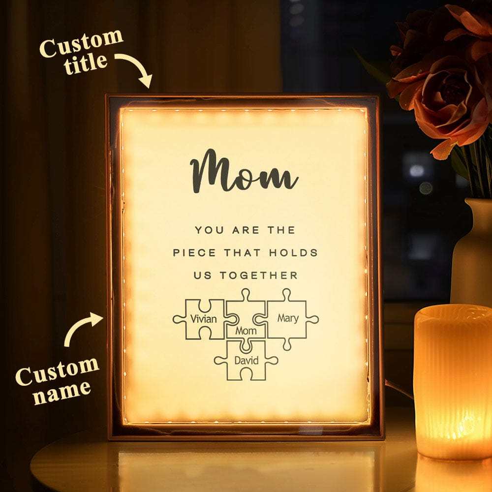 Personalized Name Mirror Light Custom Mama You Are The Piece That Holds Us Together Night Light for Mama - soufeelau