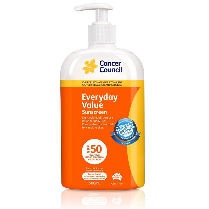 CANCER COUNCIL 500mL EVERYDAY VALUE SUNSCREEN 50+ *3 bottles