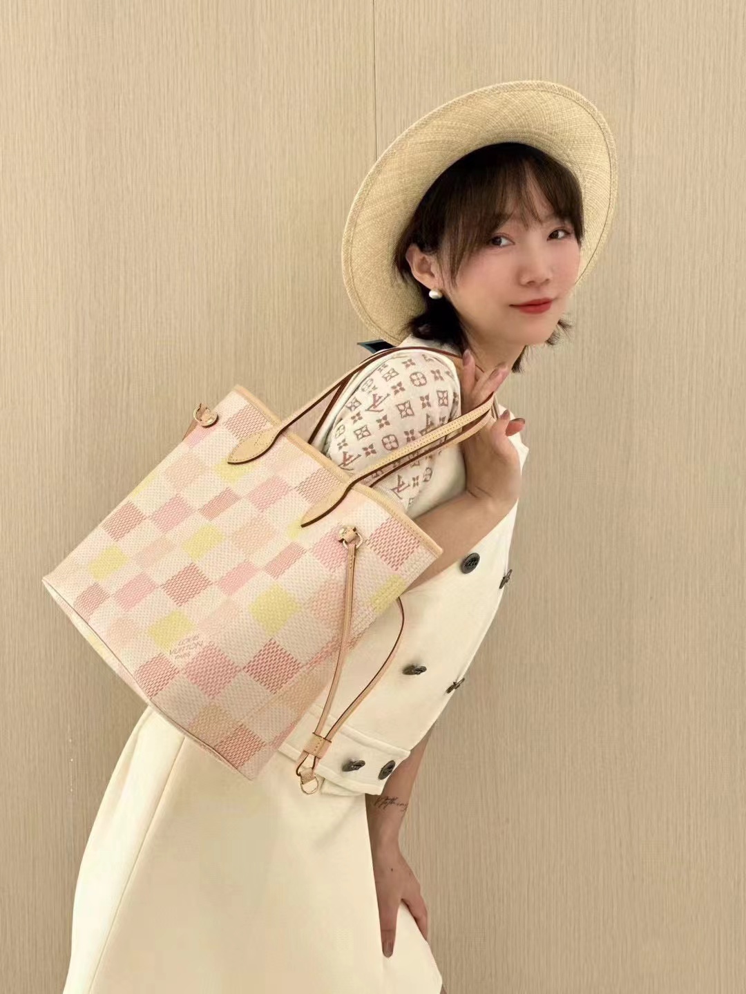 LVチェック柄ショッピングバッグ【 50％割引+送料無料】