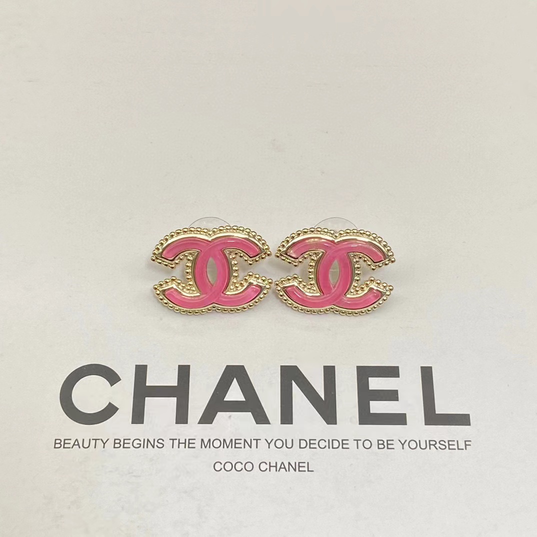 CHANE1 ピンク ダブル C スタッド ピアス【50%割引+送料無料】