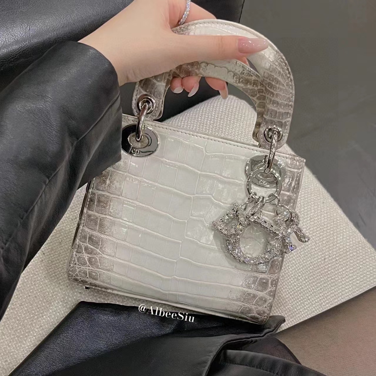DI0R ヒマラヤクロコダイル ダイヤモンドバックル ハンドバッグ【50％割引+送料無料】