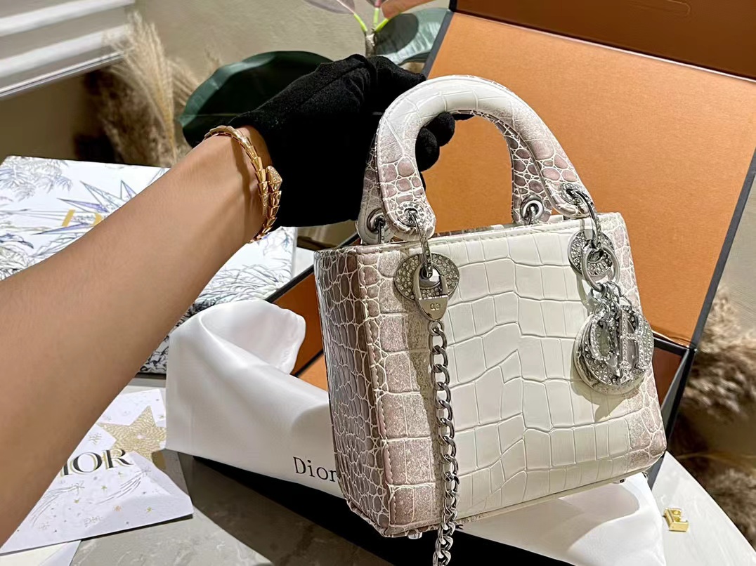 DI0R ヒマラヤクロコダイル ダイヤモンドバックル ハンドバッグ【50％割引+送料無料】