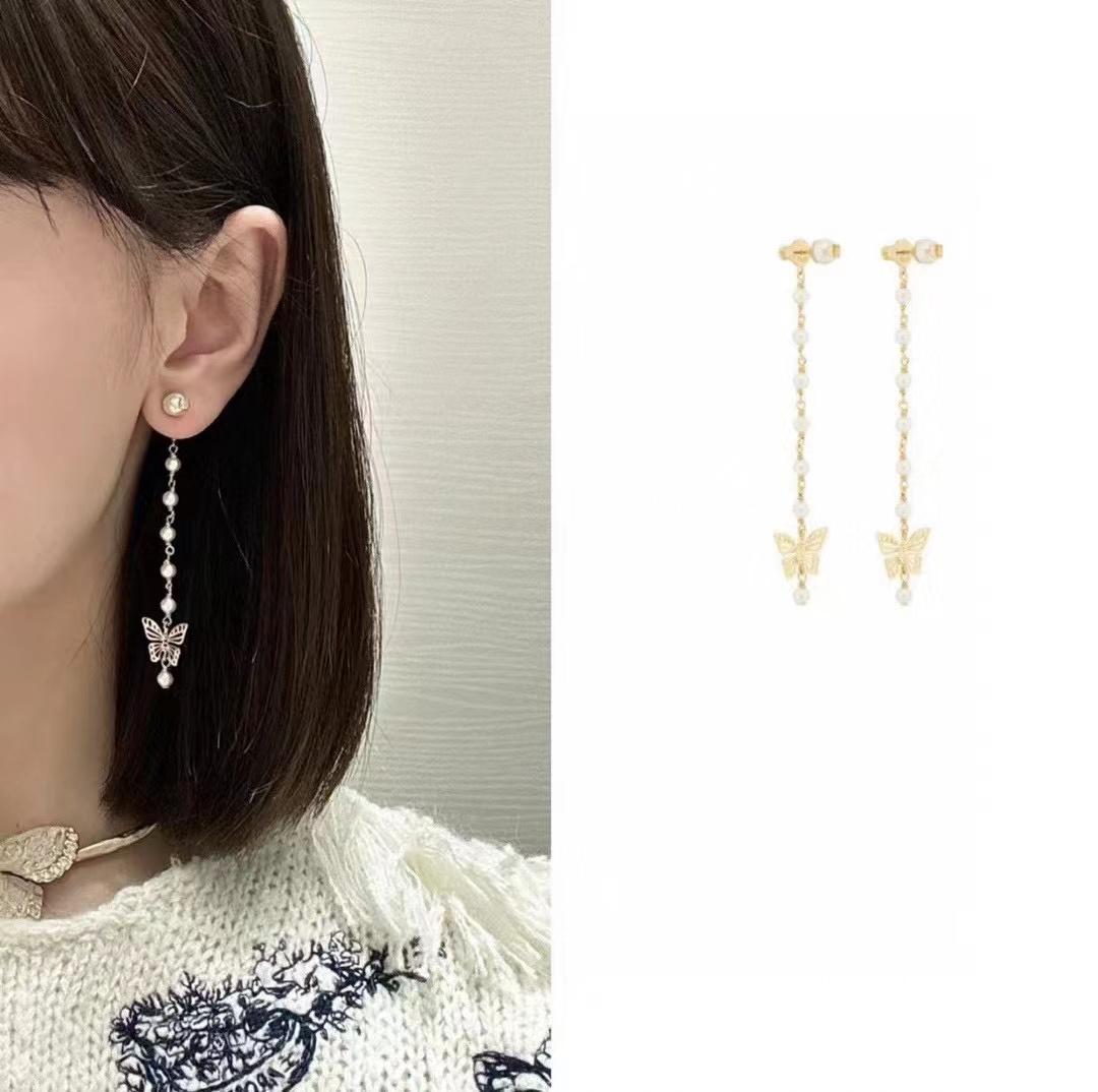 DI0R中空蝶パールイヤリング【50％割引+送料無料】