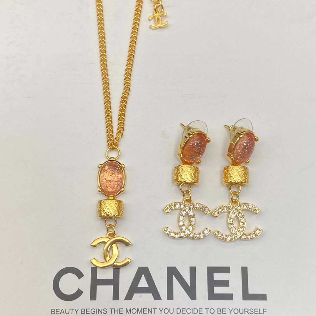 CHANE1 イヤリング+ネックレス 2点セット【 50％割引+送料無料】