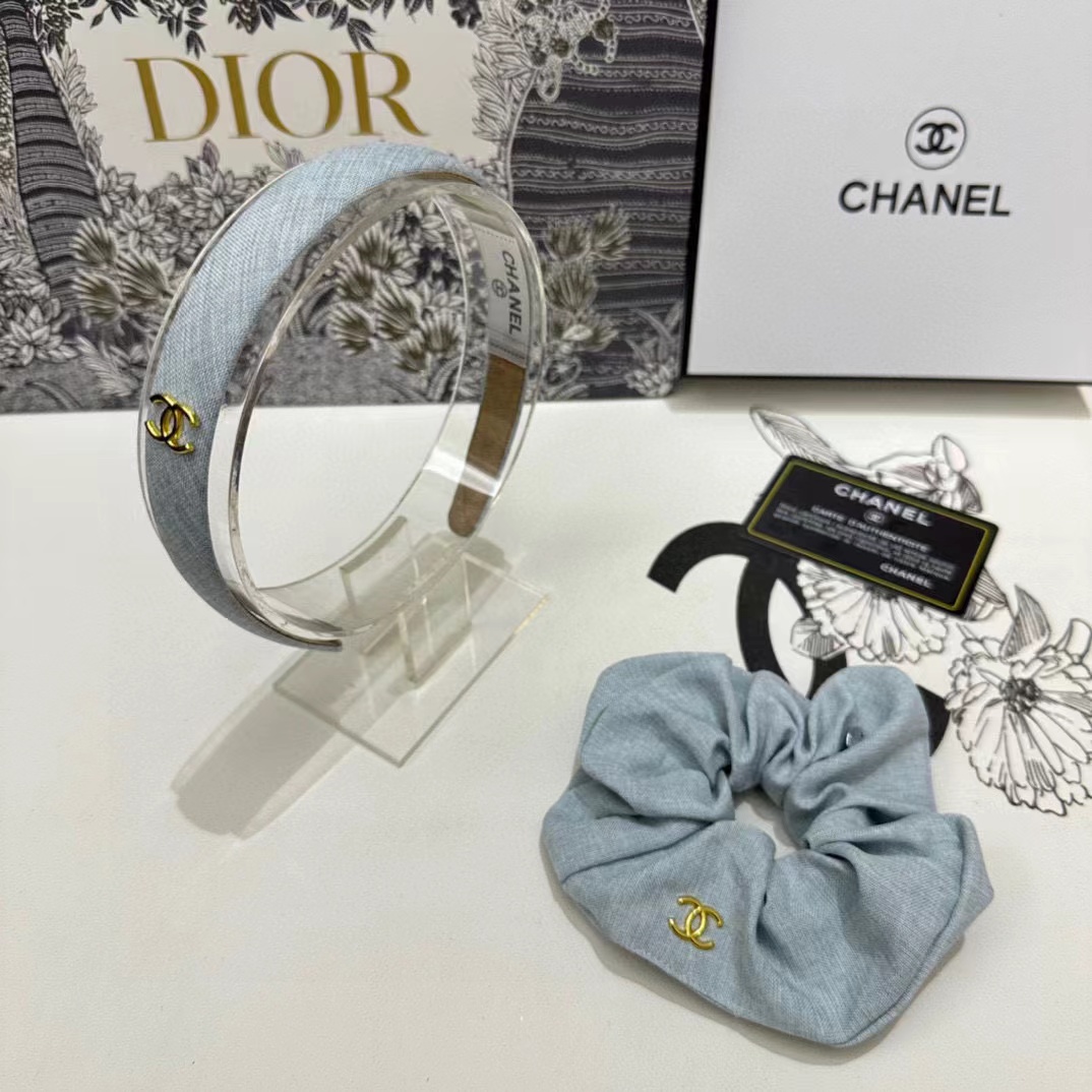 CHANE1 デニムヘアゴム+カチューシャ2点セット【50％割引+送料無料】