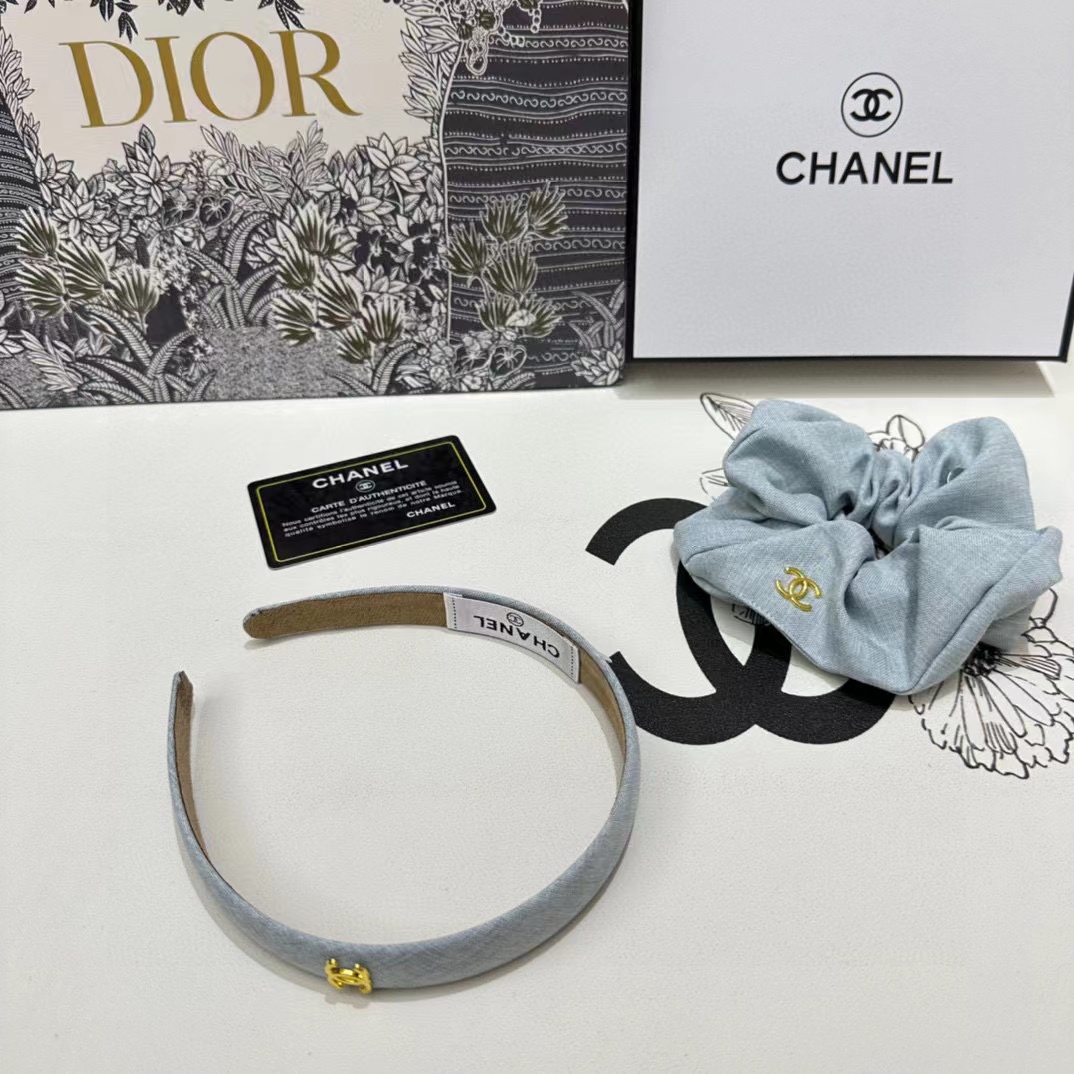 CHANE1 デニムヘアゴム+カチューシャ2点セット【50％割引+送料無料】