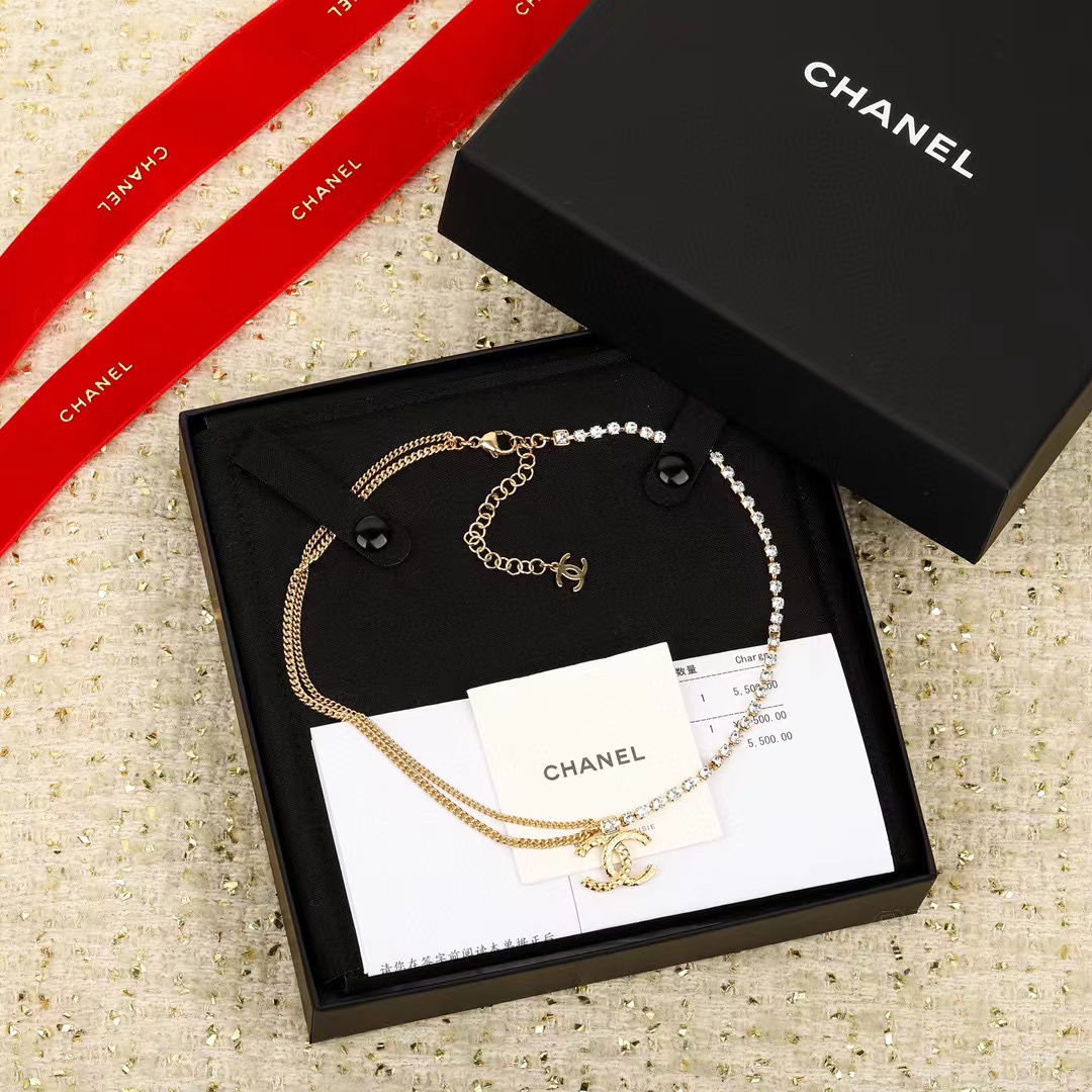 CHANE1 ダイヤモンド ダブルC ネックレス【 50％割引+送料無料】