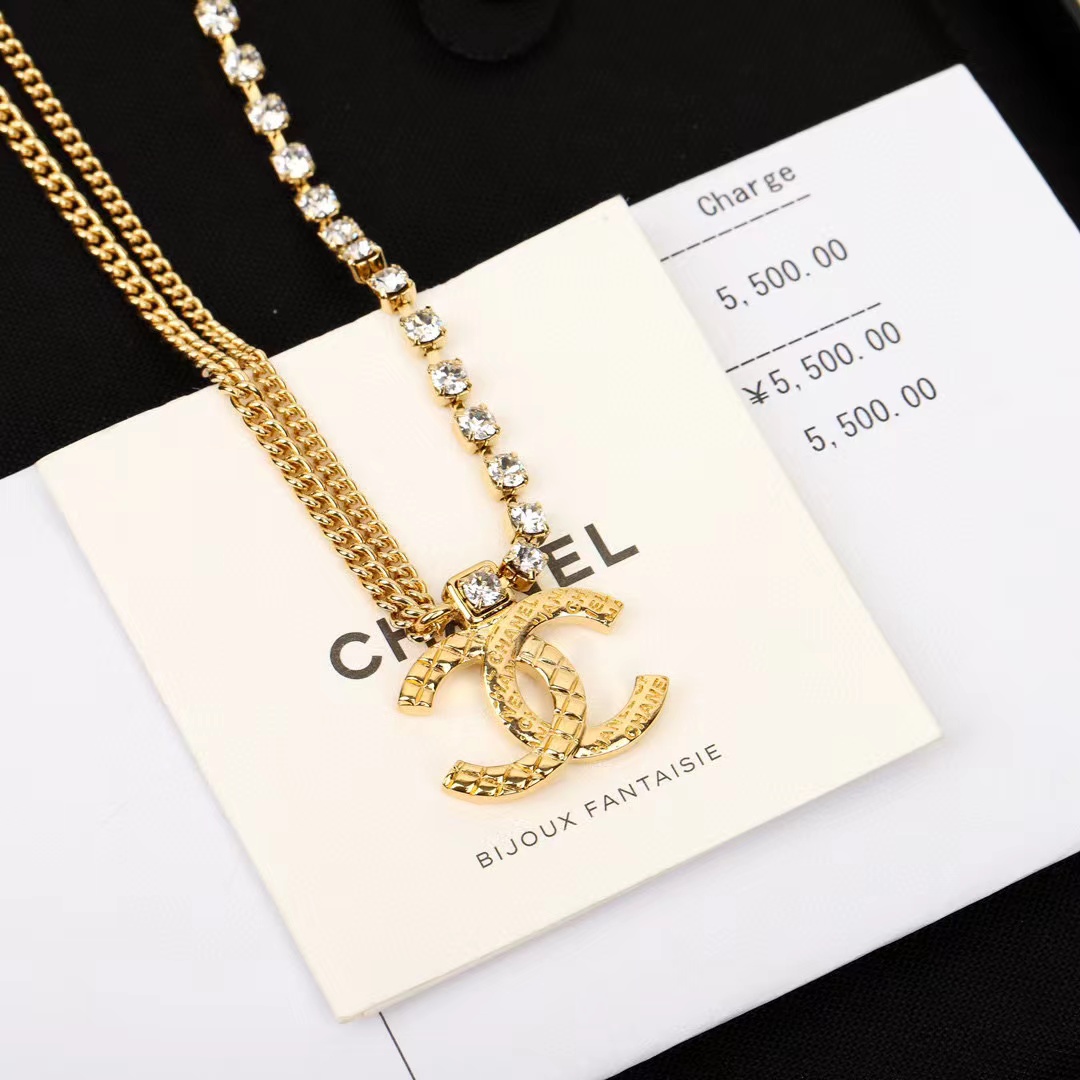 CHANE1 ダイヤモンド ダブルC ネックレス【 50％割引+送料無料】